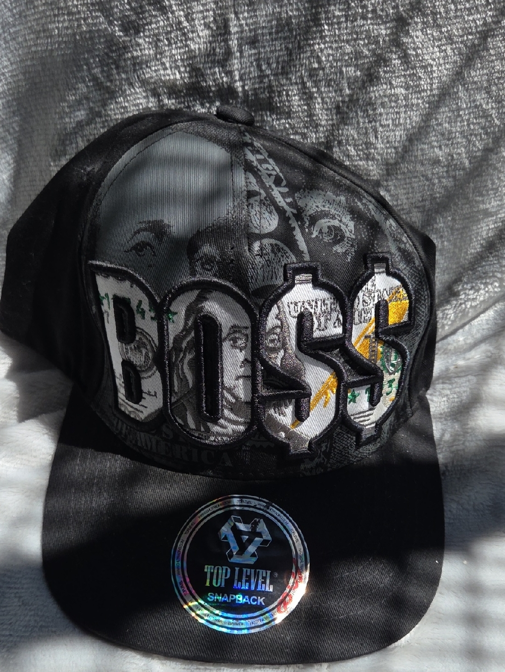 Black 'BOSS' Embroidered Snapback Hat
